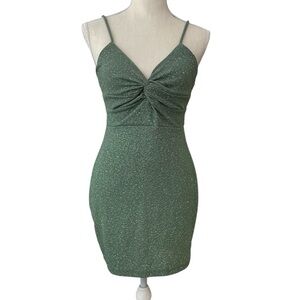 Windsor Bodycon Green Sparkle Spaghetti Strap Mini Dress Women’s Size Small